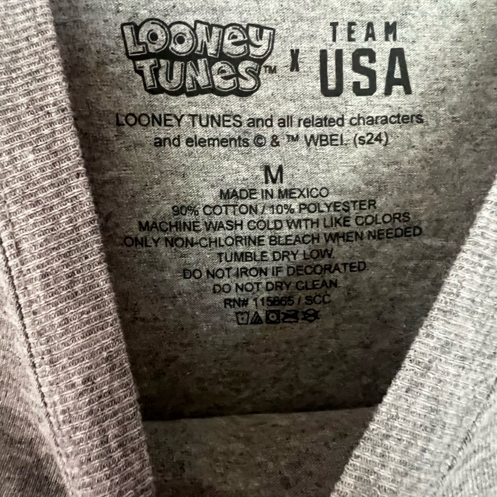 Warner Bros. Looney‎ Tunes Team USA T-Shirt Men's Medium Gray EUC - Picture 2 of 4